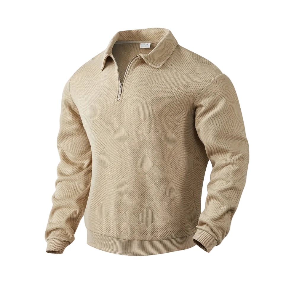 Pull design géométrique vintage avec fermeture éclair