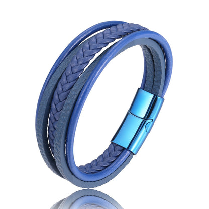 Bracelet artisanal en cuir multicouche
