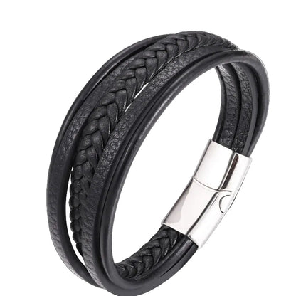Bracelet artisanal en cuir multicouche