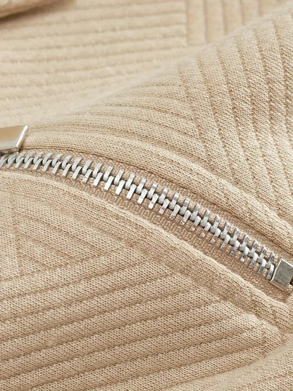 Pull design géométrique vintage avec fermeture éclair