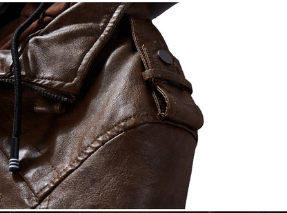 Lederjacke mit abnehmbarer Kapuze