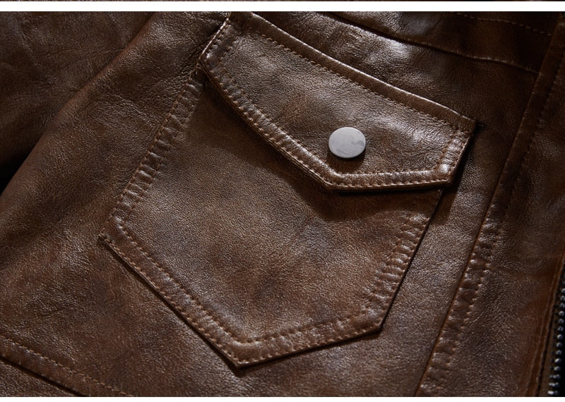 Lederjacke mit abnehmbarer Kapuze
