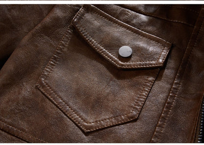 Lederjacke mit abnehmbarer Kapuze