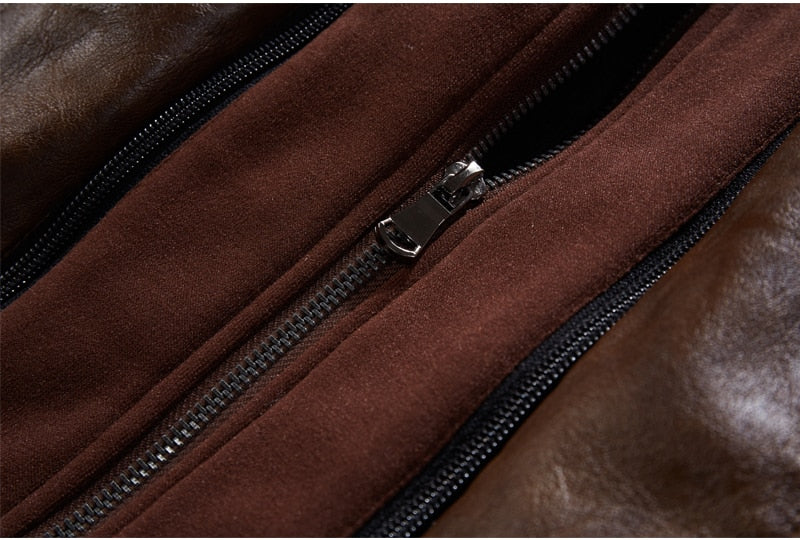 Lederjacke mit abnehmbarer Kapuze