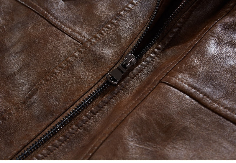 Lederjacke mit abnehmbarer Kapuze