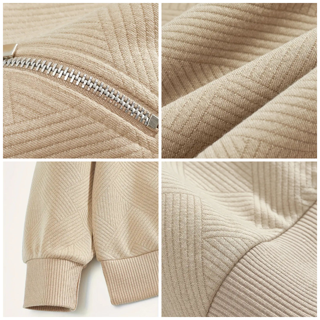Pull design géométrique vintage avec fermeture éclair